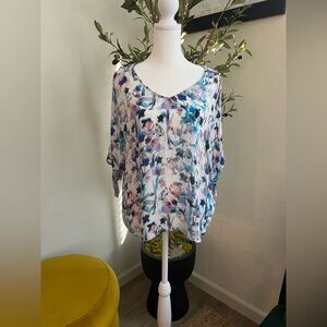 Matty M Multicolor Floral V-Neck Blouse